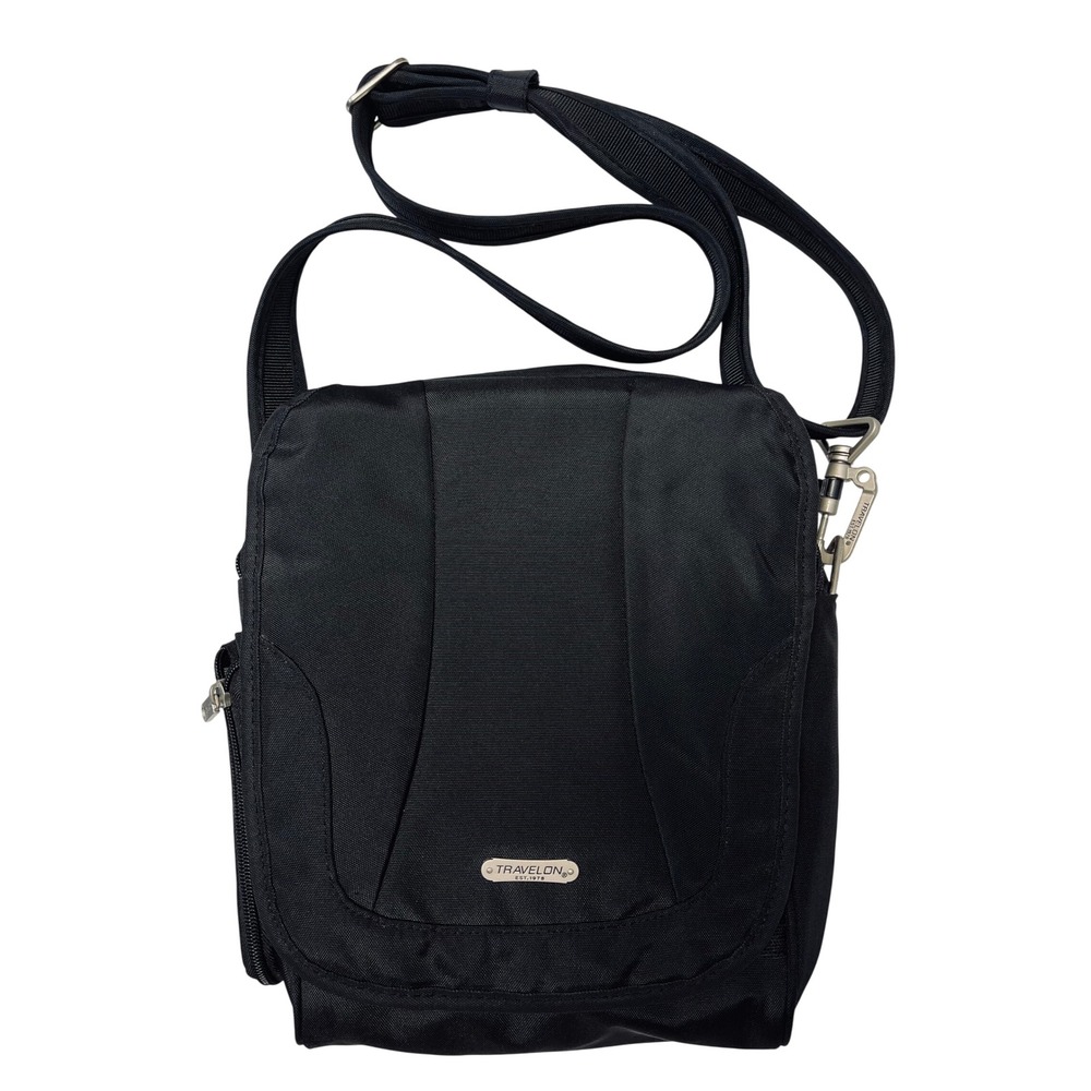 Travelon Anti-Theft Messenger Bag Black RFID Crossbody Travel Shoulder Techwear